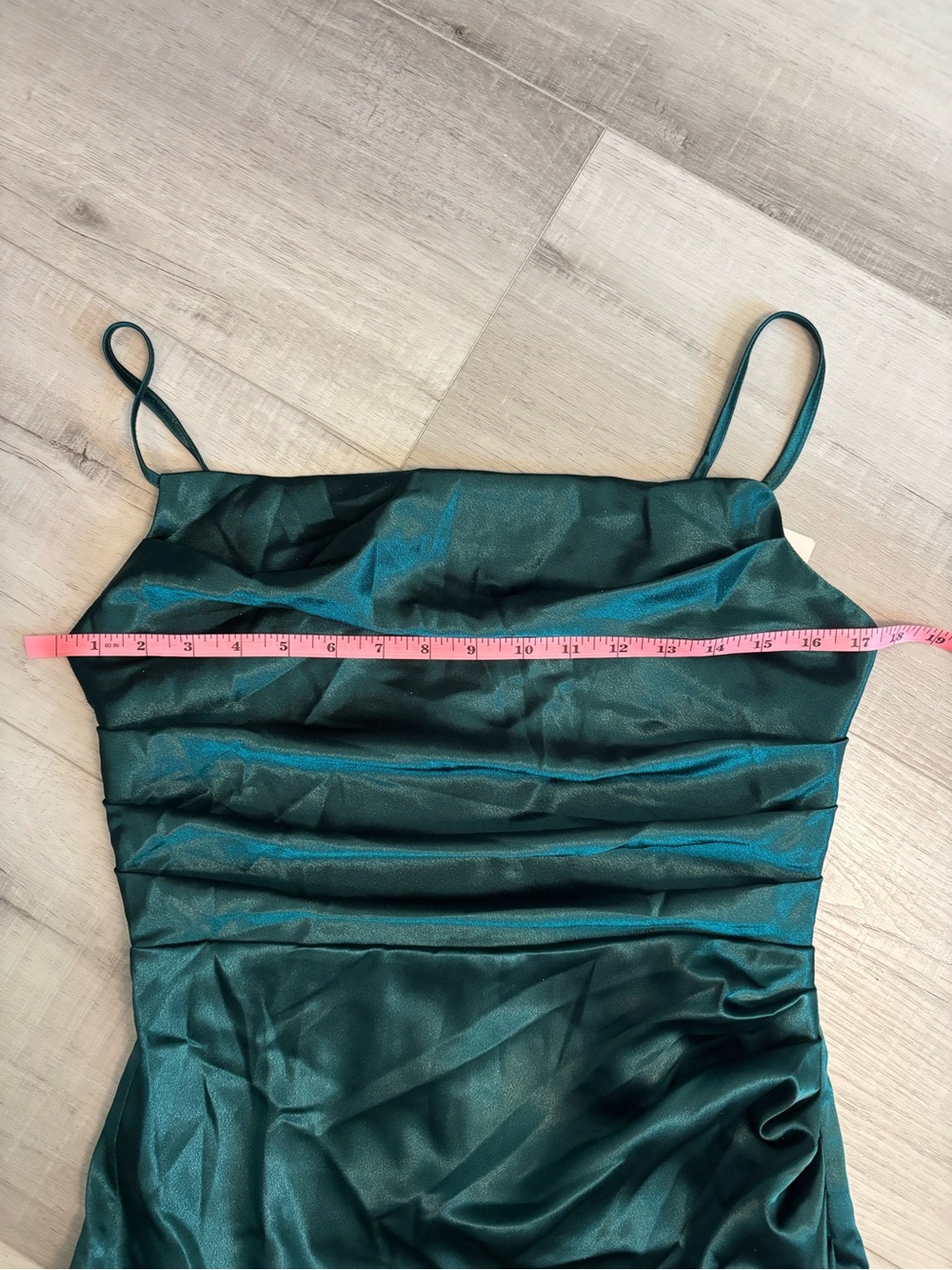 Birdy Grey Lydia Shiny Emerald Satin Bridesmaid Dress Slit NWT Medium - Picture 8 of 13